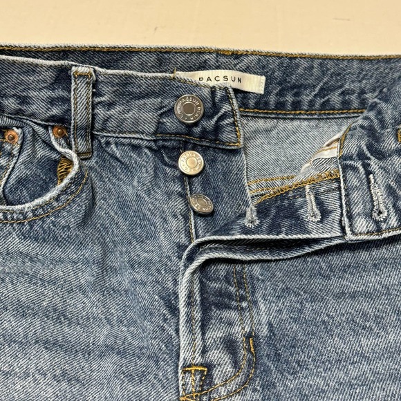 PACSUN Women's Dad Jeans Size 27 Distressed Knees Button Fly Medium Wash - Picture 3 of 7